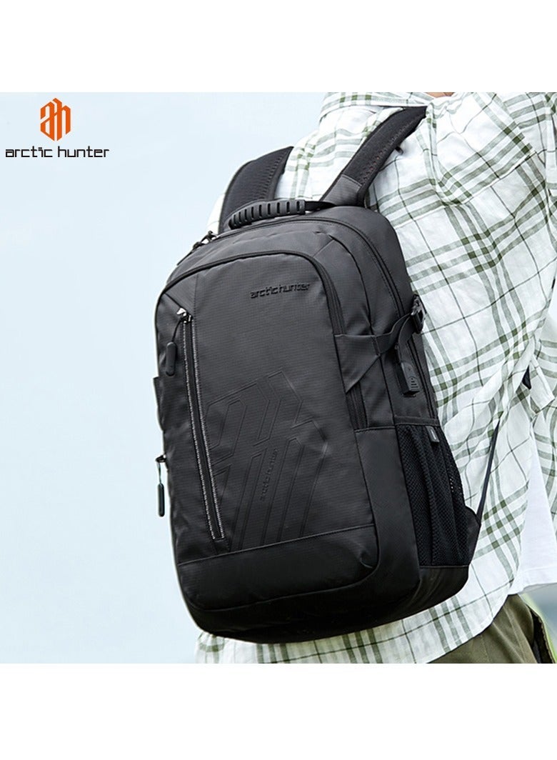 ARCTIC HUNTER Laptop Backpack for Unisex 28L Travel Backpack with 15.6-inch Laptop Pocket Compartment Business Backpack with Power Bank USB Port Water Resistant Premium Office Backpack B00387 Black - Image 2